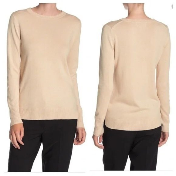 NAANETTE Nanette Lepore Cashmere CrewNeck Sweater - NWT - Beige - Picture 1 of 3